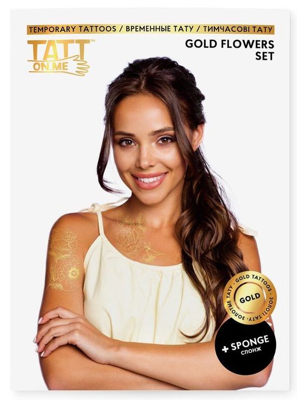 «Временные тату TATTon.me Gold Flowers Set», бренда TATTon.me - фото №1