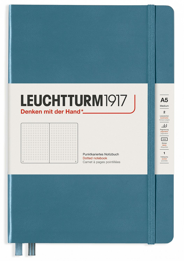  «Блокнот Leuchtturm1917 Rising Colours Stone Blue Точка (363334)», бренда Leuchtturm1917 - фото №1
