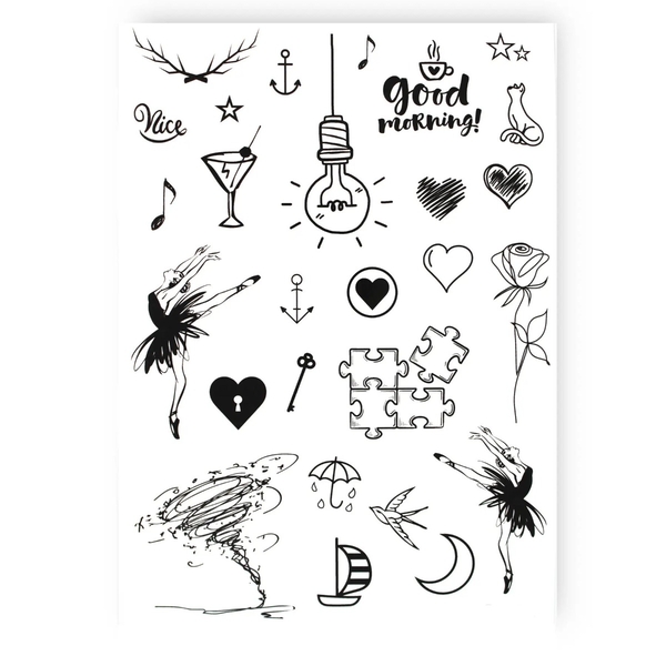  «Тимчасове тату Tattooshka Сет доброго ранку (LC-119)», бренда Tattooshka - фото №1
