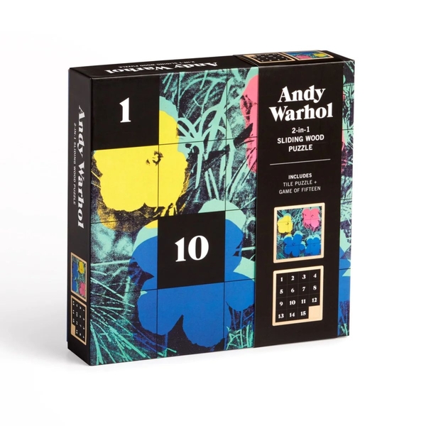  «Andy Warhol Flowers 2-in-1 Sliding Wood Puzzle», бренда Galison - фото №1