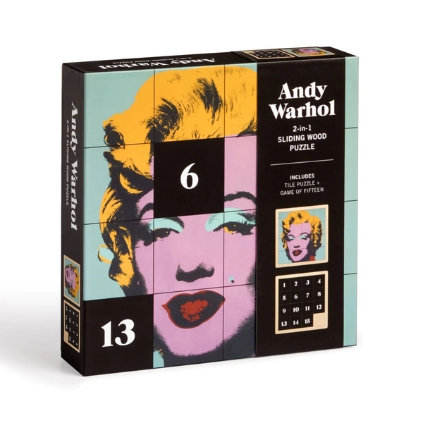 «Пазл-головоломка Galison Andy Warhol Marilyn 2-in-1 Sliding Wood Puzzle», бренда Galison - фото №1