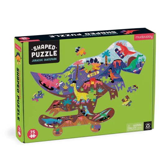  «Пазл Mudpuppy Jurassic Skatepark 75 Piece Shaped Scene Puzzle», бренда Mudpuppy - фото №1