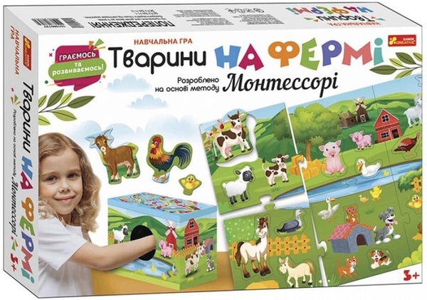  «Настільна гра Ranok-Creative Тварини на фермі 4 в 1. Методика Монтессорі (10156012У)», бренда Ranok-Creative - фото №1