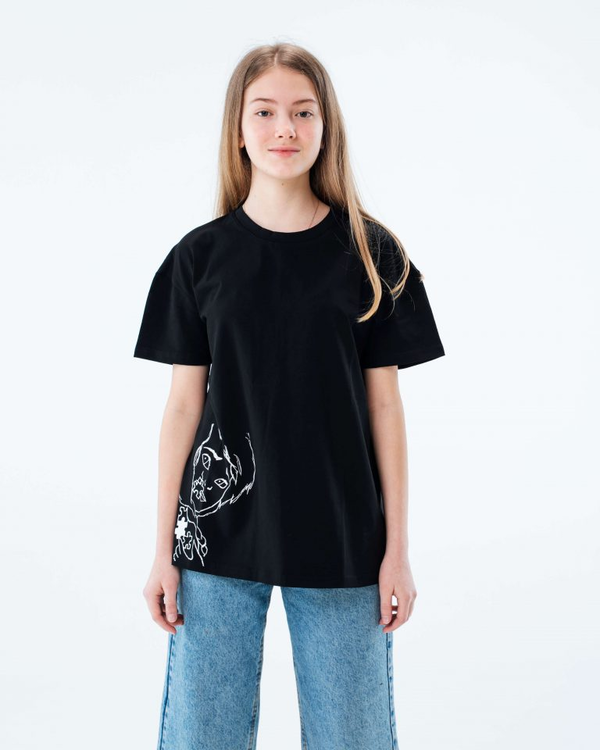 «Футболка Handcrafts by orphans Девушка с пазлом Черная S», бренда Handcrafts by Orphans - фото №1