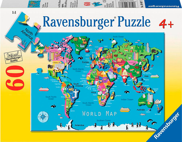  «Пазл Ravensburger Карта світу 60 елементів (RSV-096077) », бренду Ravensburger - фото №1