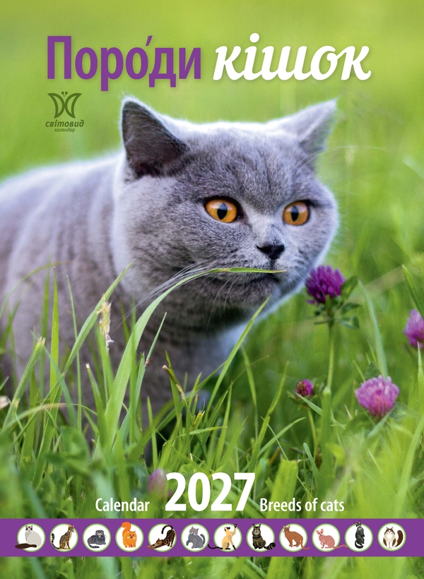 Бумажная книга «Календар "Породи кішок" 2027» - фото №1