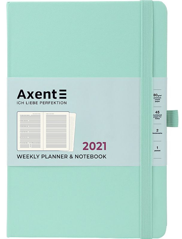  «Еженедельник Axent Prime Strong 2021 A5 Мятный (8507-21-44-a)», бренда Axent - фото №1