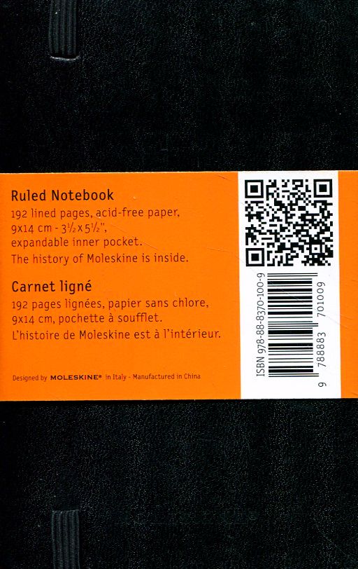  «Карманная записная книжка Moleskine Черная в линию (MM710EN)», бренда Moleskine - фото №1