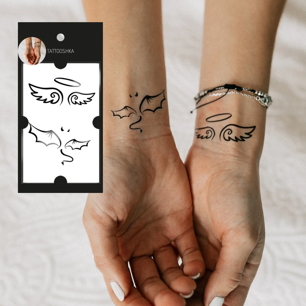  «Тимчасове тату Tattooshka Янгол чи чортеня (WM-189)», бренда Tattooshka - фото №1