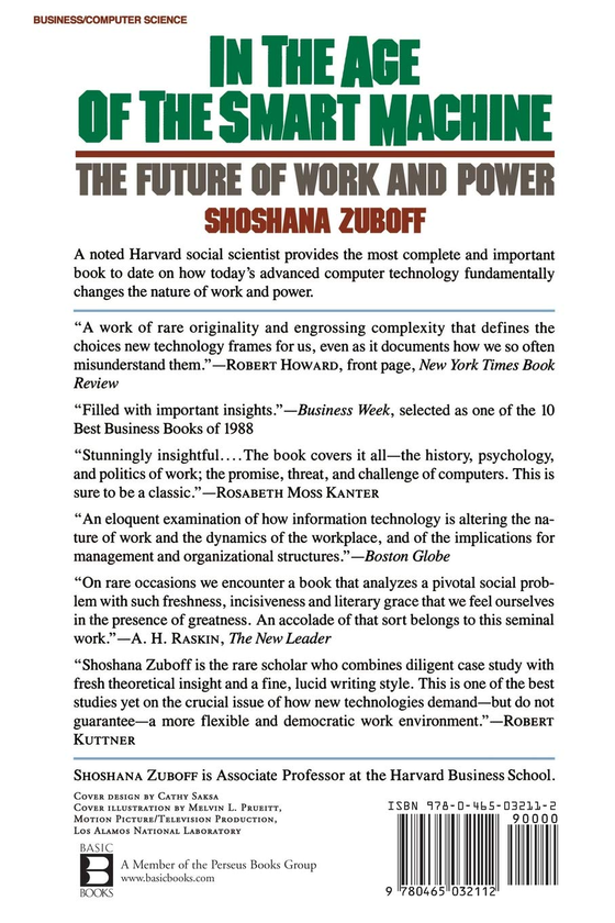 Бумажная книга «In The Age Of The Smart Machine», автор Шошана Зубофф - фото №1