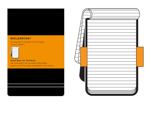  «Карманная записная книжка репортера Moleskine Черная в линию (978-88-8370-548-9)», бренда Moleskine - фото №1