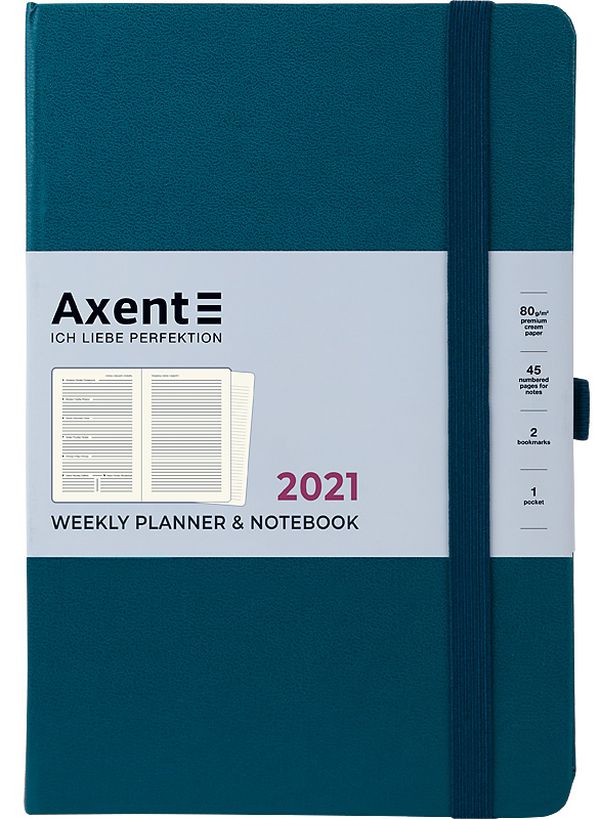  «Еженедельник Axent Prime Strong 2021 A5 Малахитовый (8507-21-31-a)», бренда Axent - фото №1
