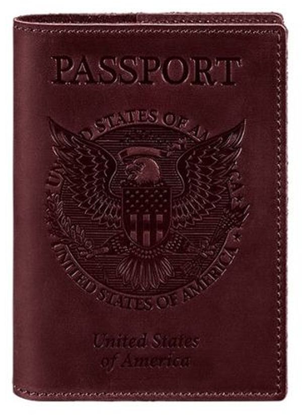 «Обложка для паспорта BlankNote Бордовая с американским гербом (BN-OP-USA-vin)», бренда BlankNote - фото №1