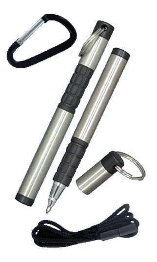  «Ручка-брелок Trekker Fisher Space Pen c резиновым покрыием Серебристая (725)» - фото №1
