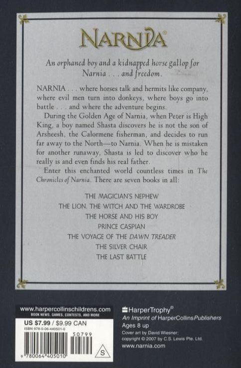 Бумажная книга «The Chronicles of Narnia. Book 3. The Horse and His Boy», автор Клайв Стейплз Льюис - фото №1