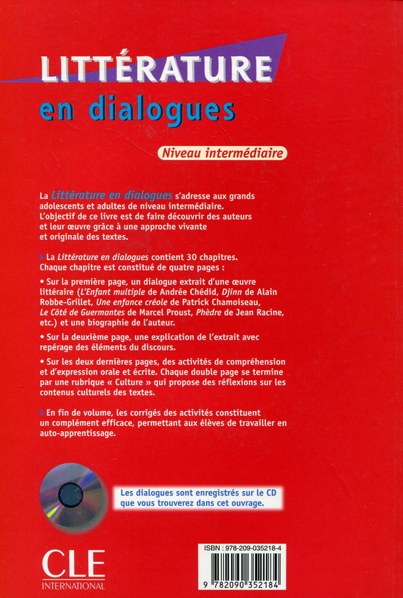 Паперова книга «Litterature en dialogues. Niveau intermediaire (+ CD-ROM)», автор Женевьєва Бараона - фото №1