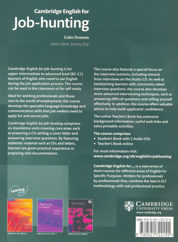 Бумажная книга «Cambridge English for Job-hunting. Student's Book (+ 2 CDs)», автор Колм Даунс - фото №1