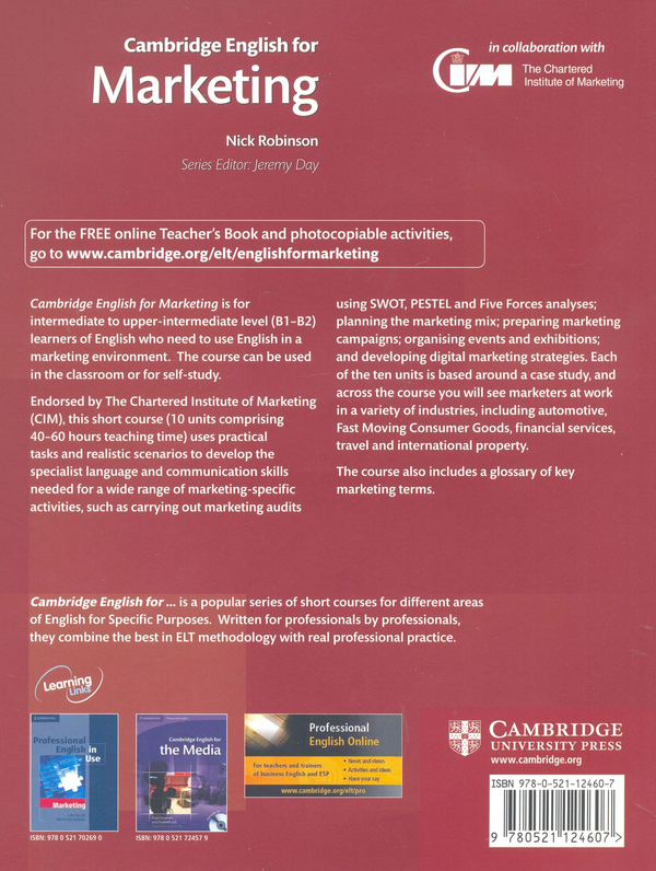 Паперова книга «Cambridge English for Marketing Student's Book (+CD)», автор Нік Робінсон - фото №1
