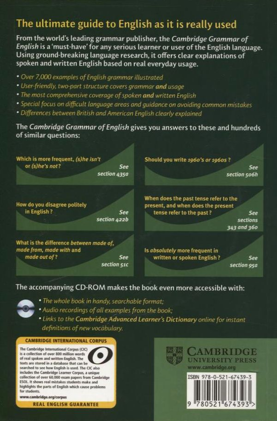 Бумажная книга «Cambridge Grammar of English Paperback with CD ROM. A Comprehensive Guide», авторов Рональд Картер, Майкл Маккарти - фото №1