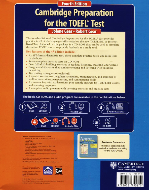 Бумажная книга «Cambridge Preparation for the TOEFL Test (+ 9 CD-ROM)», авторов Роберт Гир, Джолин Гир - фото №1