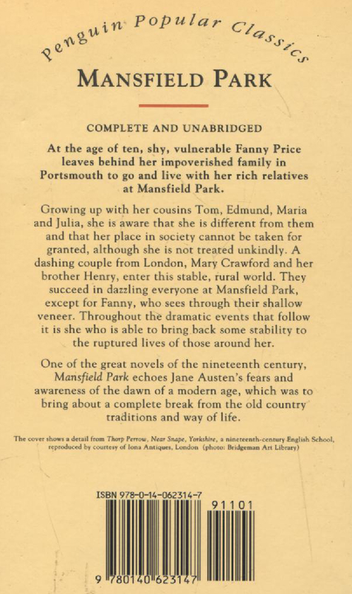 Паперова книга «Mansfield Park», автор Джейн Остін - фото №1