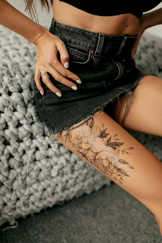 «Тимчасове тату Tattooshka Великий піон (TH-385)», бренда Tattooshka - фото №1