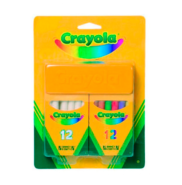  «Мелки белые и цветные с губкой 12+12 Crayola (98268)», бренда Crayola - фото №1