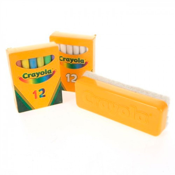  «Мелки белые и цветные с губкой 12+12 Crayola (98268)», бренда Crayola - фото №1