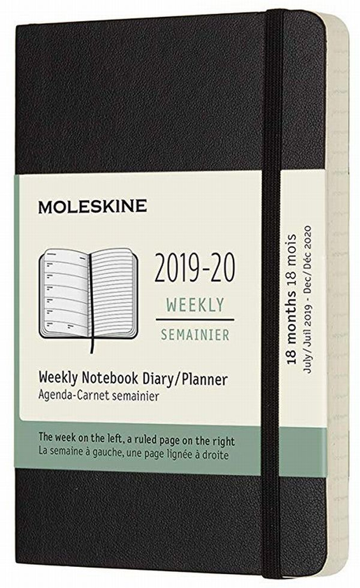  «Еженедельник карманный Moleskine 2019-2020 Черный (DSB18WN2Y20)», бренда Moleskine - фото №1