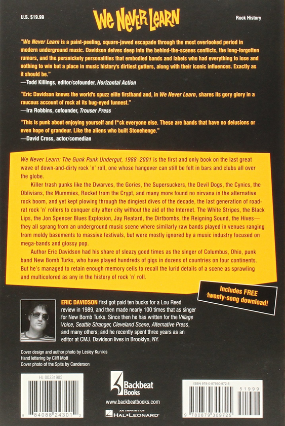 Паперова книга «We Never Learn: The Gunk Punk Undergut, 1988-2001», автор Ерік Девідсон - фото №1