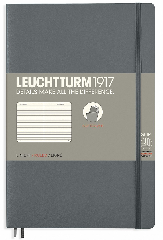  «Блокнот Leuchtturm1917 Paperback Линия Антрацит (358326)», бренда Leuchtturm1917 - фото №1