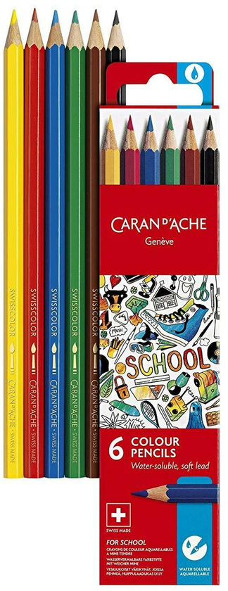 «Набір Акварельних Олівців Caran d'Ache School Line 6 кольорів (1290.706)», бренду Caran d'Ache - фото №1