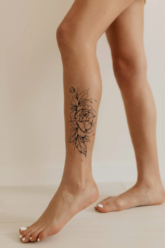 «Тимчасове тату Tattooshka Піон на гілці (TH-386)», бренда Tattooshka - фото №1
