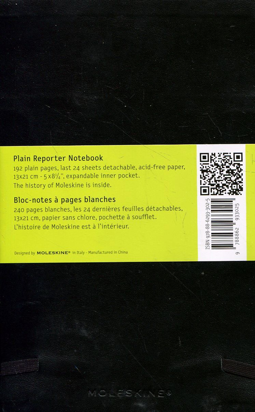  «Записная книжка репортера Moleskine нелинованная Черная (QP818F)», бренда Moleskine - фото №1