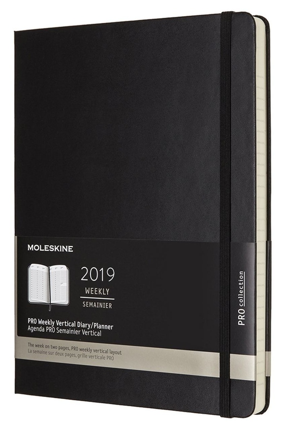 «Еженедельник вертикальный Moleskine Pro на 2019 год черный (DHB12PRO4Y19)», бренда Moleskine - фото №1