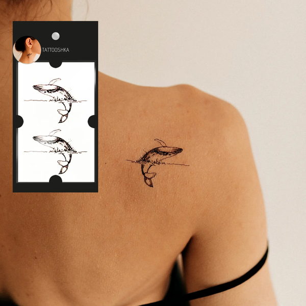 «Тимчасове тату Tattooshka 2 кита (HC-261)», бренда Tattooshka - фото №1