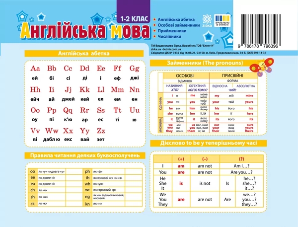 Бумажная книга «Картонка-підказка. Англійська мова. 1-2 клас» - фото №1