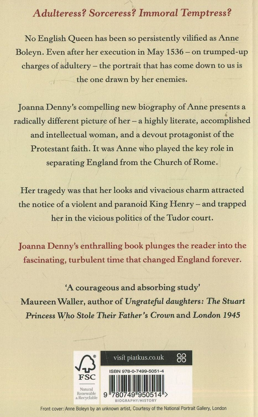 Бумажная книга «Anne Boleyn: A new life of England's tragic queen», автор Джоанна Денни - фото №1