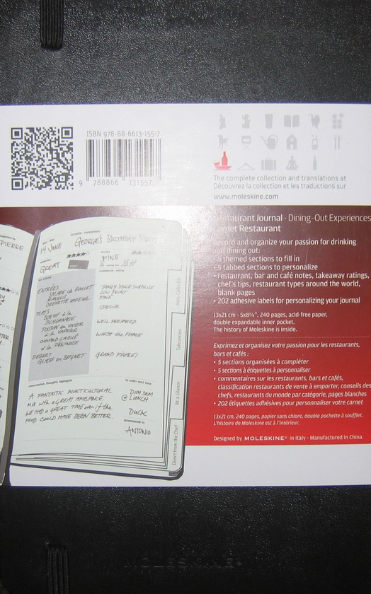  «Записная книжка Moleskine Passion Книга ресторанов (MBL36#978-88-6613-155-7)», бренда Moleskine - фото №1
