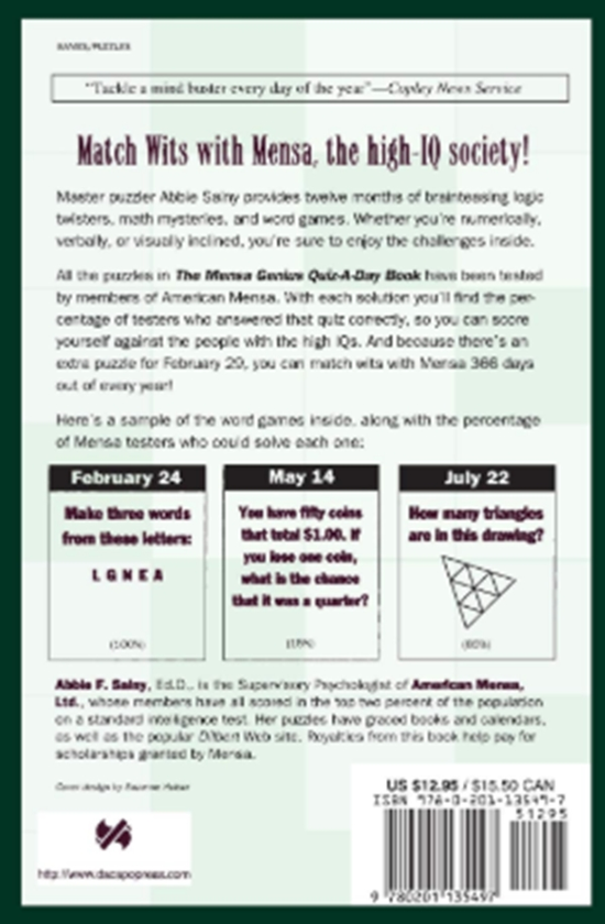 Бумажная книга «The Mensa Genius Quiz-a-day Book», авторов Эбби Ф. Сальни, Менса - фото №1
