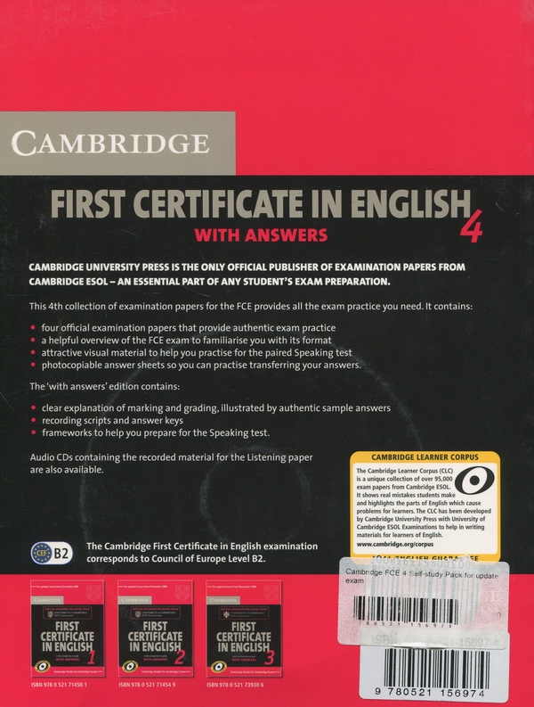 Паперова книга «First Certificate іn English 4. Self-study Pack for update exam (+ CD)» - фото №1