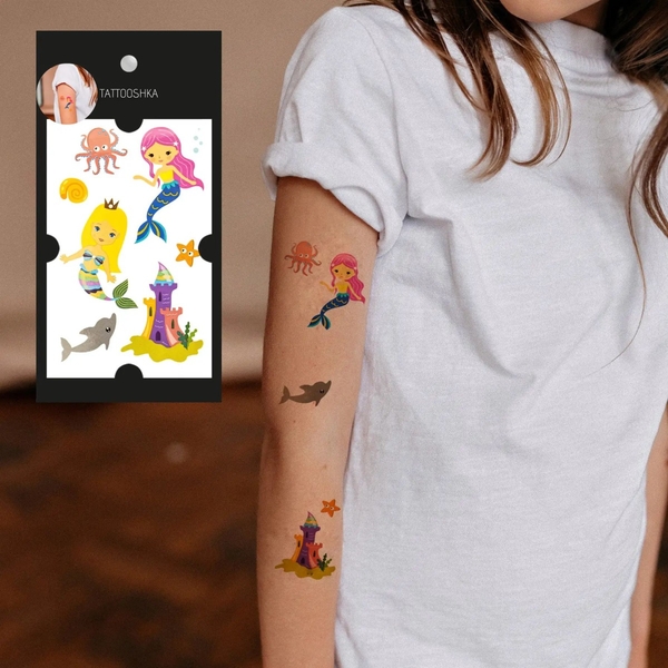  «Тимчасове тату Tattooshka Дружні русалочки (WS-A030)», бренда Tattooshka - фото №1