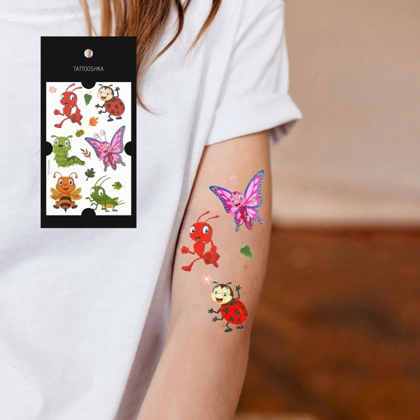 «Тимчасове тату Tattooshka Комашки з блискітками (WS-E047)», бренда Tattooshka - фото №1