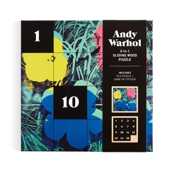  «Andy Warhol Flowers 2-in-1 Sliding Wood Puzzle», бренда Galison - фото №1