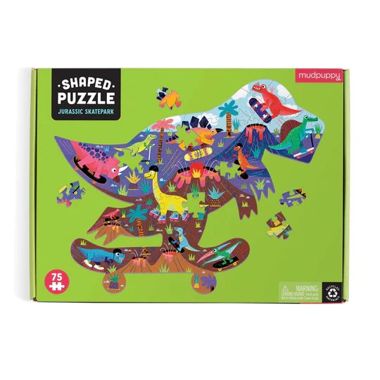  «Пазл Mudpuppy Jurassic Skatepark 75 Piece Shaped Scene Puzzle», бренда Mudpuppy - фото №1