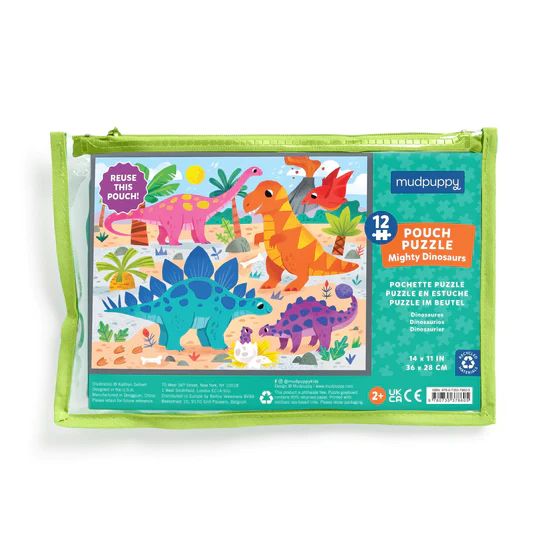  «Mighty Dinosaurs 12 Piece Pouch Puzzle», бренда Mudpuppy - фото №1