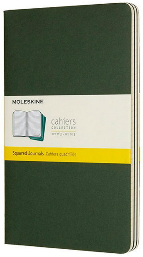  «Блокнот средний Moleskine Cahier зеленый 3 шт (CH017K15)», бренда Moleskine - фото №1