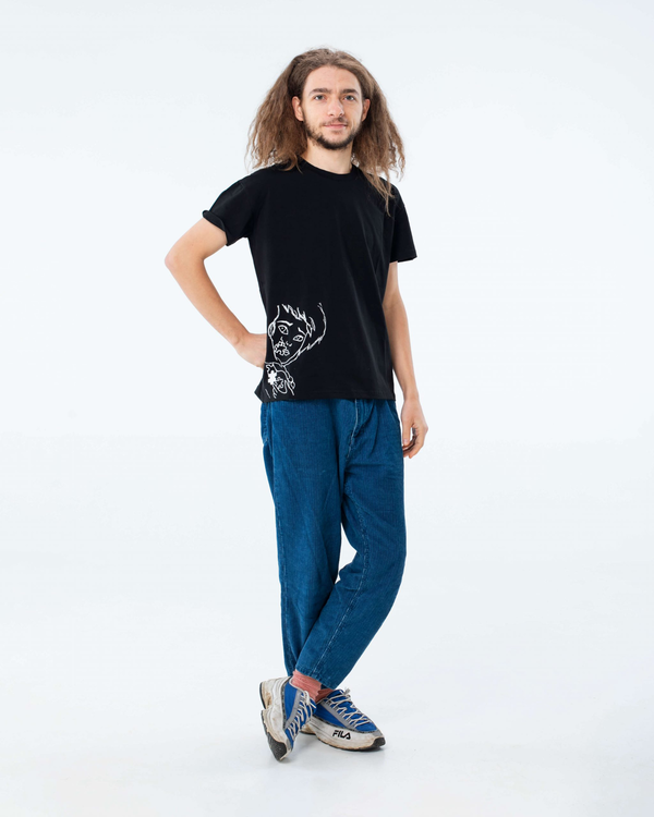 «Футболка Handcrafts by orphans Девушка с пазлом Черная М», бренда Handcrafts by Orphans - фото №1