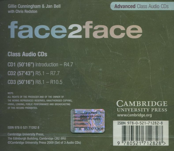 Бумажная книга «Face2face. Advanced Class Audio CD Set (3 CD)», авторов Джилли Каннингем, Ян Белл, Крис Редстон - фото №1
