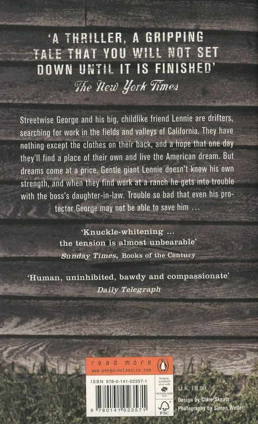 Паперова книга «Of Mice and Men», автор Джон Стейнбек - фото №1